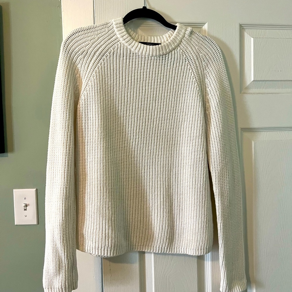 Quince Cotton Fisherman Sweater Size S - white